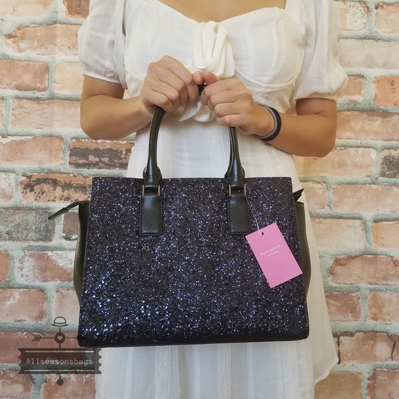 Kate spade Cameron MEDIUM satchel glitter BLUE bag - Picture 3 of 8